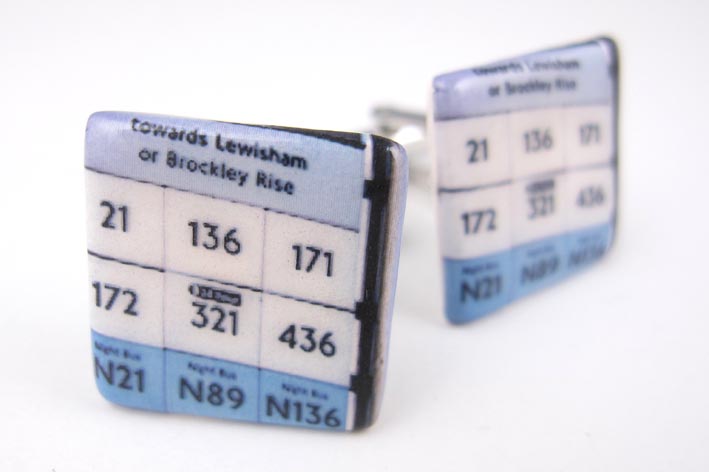 View New Cross bus stop cufflinks